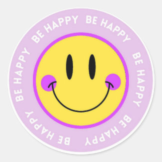 Pegatina/Stickers redonda Carita Feliz "Be Happy" Ronde Sticker