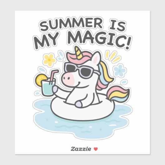 Pegatina unicornio kawaii “Summer is my magic” Sticker (Vel)