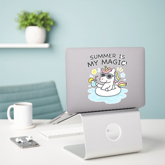 Pegatina unicornio kawaii “Summer is my magic” Sticker (Laptop op bureau)