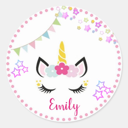 PEGATINA UNICORNIO RONDE STICKER (Voorkant)