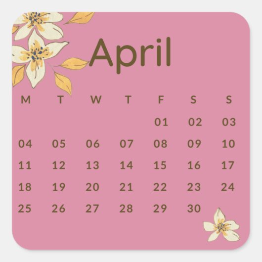 Pegatinas mes del año - April (S'F) *2022 Vierkante Sticker (Voorkant)