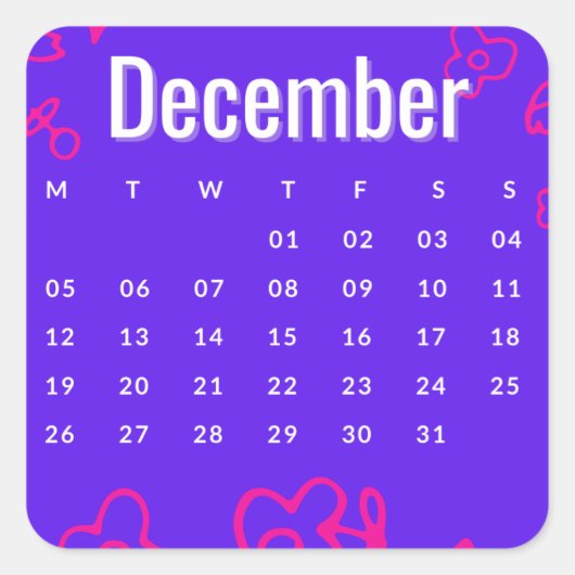 Pegatinas mes del año - December (S'C) Vierkante Sticker (Voorkant)