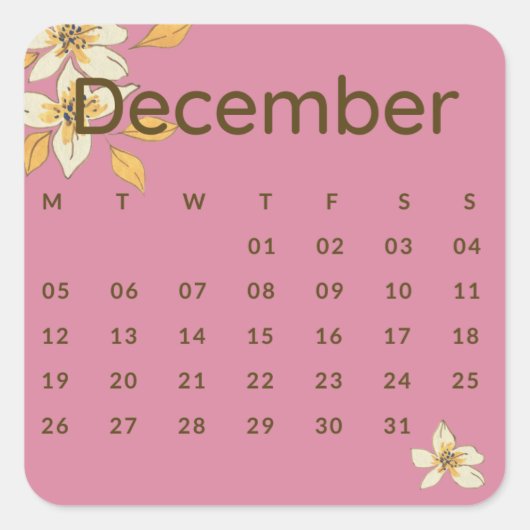 Pegatinas mes del año - December (S'F) *2022 Vierkante Sticker (Voorkant)