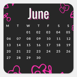 Pegatinas mes del año - June (S'D) Vierkante Sticker