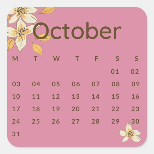 Pegatinas mes del año - October (S'F) *2022 Vierkante Sticker (Voorkant)