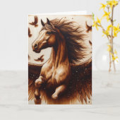 Pegaus Sepia met vogels Kaart (Gele Bloem)