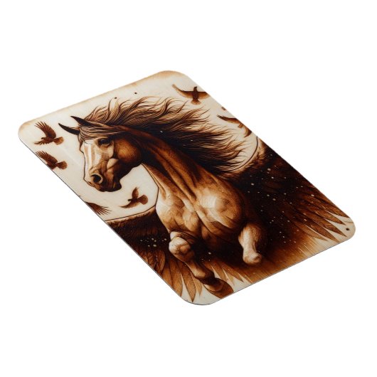 Pegaus Sepia met vogels Magneet (Rechterzijde)