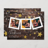 Pegged Photo Line | Kerstfeestdag met hout en goud Briefkaart (Voorkant / Achterkant)