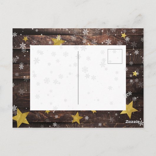 Pegged Photo Line | Kerstfeestdag met hout en goud Briefkaart (Achterkant)