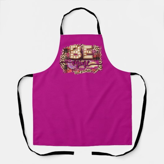 Peggy Ann Be Mine Leppard Paars Kitchen Schort (Voorkant)