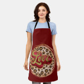 Peggy Ann Maroon Love Leppard Kitchen Schort (Gedragen)