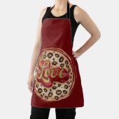 Peggy Ann Maroon Love Leppard Kitchen Schort (Insitu)