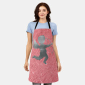 Peggy Ann Pink Cupid Kitchen Schort (Gedragen)