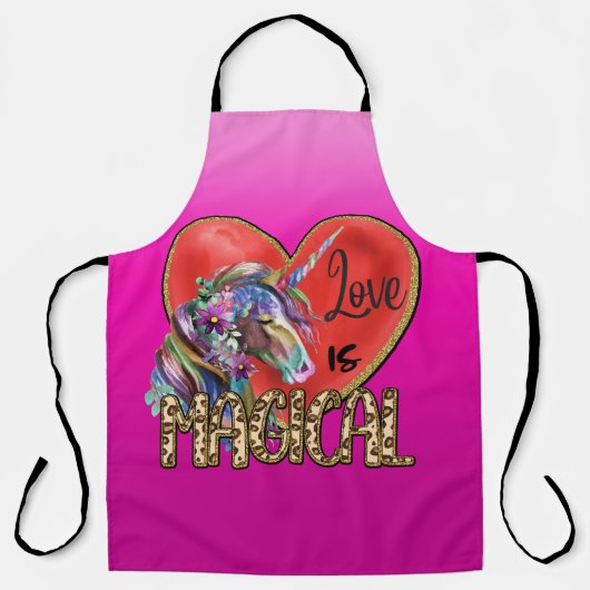 Peggy Ann Pink Love is Magical Kitchen Schort (Voorkant)