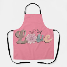 Peggy Ann Pink Love Kitchen Schort