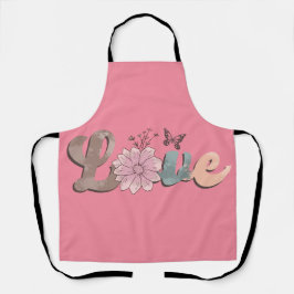 Peggy Ann Pink Love Kitchen Schort