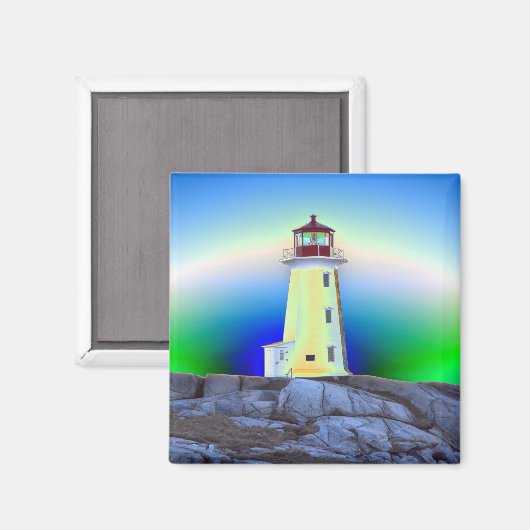 Peggy's Cove Lighthouse Nova Scotia fridge Magnet (Voorkant / Achterkant)