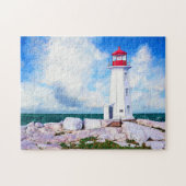 Peggys Cove Lighthouse - Nova Scotia Jigzaag Puzzl Legpuzzel (Horizontaal)
