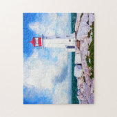 Peggys Cove Lighthouse - Nova Scotia Jigzaag Puzzl Legpuzzel (Verticaal)