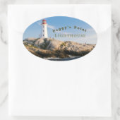 Peggys Point Lighthouse Atlantic Canada Ovale Sticker (Tas)