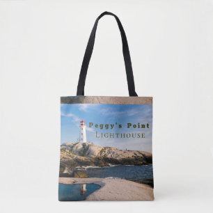 Peggys Point Lighthouse Atlantic Canada Tote Bag
