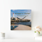 Peggys Point Lighthouse Atlantic Canada Vierkante Klok (Huis)