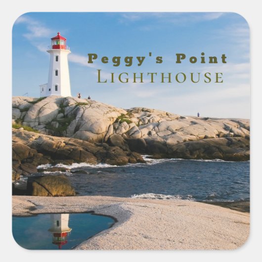 Peggys Point Lighthouse Atlantic Canada Vierkante Sticker (Voorkant)