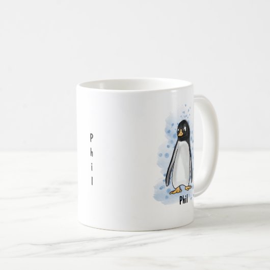 Peguin waterverf stijl koffiemok (Voorkant rechts)
