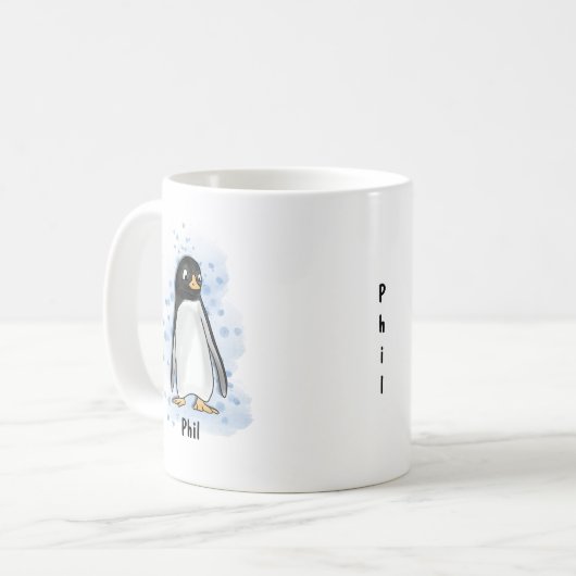 Peguin waterverf stijl koffiemok (Voorkant links)