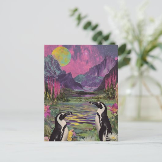 Peguins Surreal Gemengde media Briefkaart (Staand voorkant)