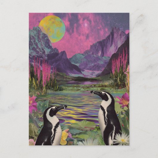 Peguins Surreal Gemengde media Briefkaart (Voorkant)