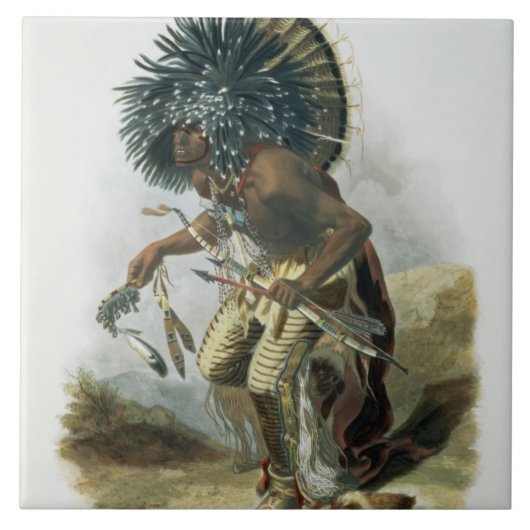 Pehriska-Ruhpa, Minatarre Warrior in the Costume o Tegeltje (Voorkant)