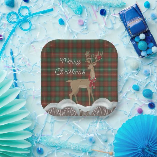 PEI Provinciaal Tartan en Kerstmis Deer Papieren Bordje (Feest)