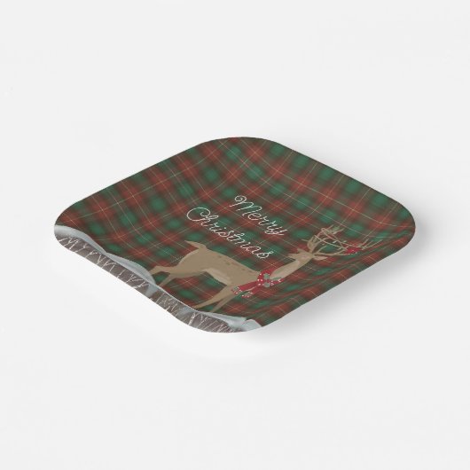 PEI Provinciaal Tartan en Kerstmis Deer Papieren Bordje (Gebogen)