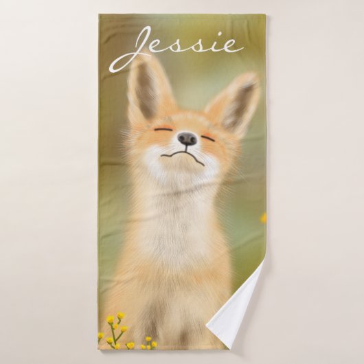 Peinture d'un mignon petit renard Bath Towel Badhanddoek (Badhanddoek)