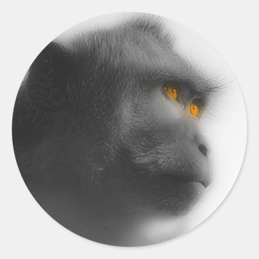 peinzende aap ronde sticker (Voorkant)
