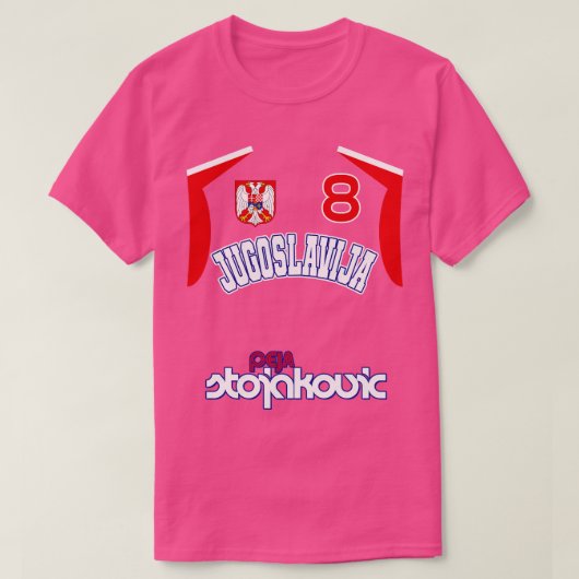 Peja Stojakovic Retro Joegoslavië Euro Basketbal F T-shirt (Design voorkant)