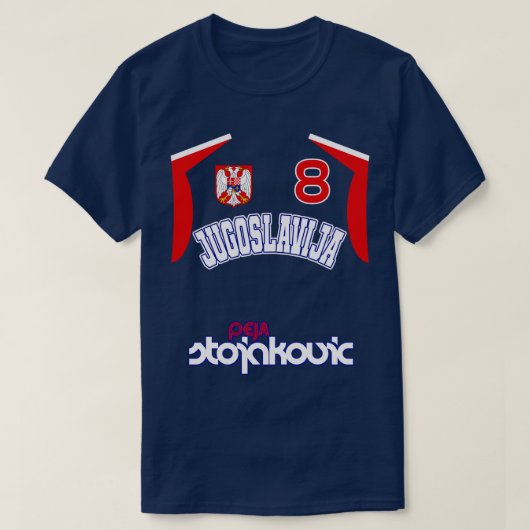 Peja Stojakovic Retro Joegoslavië Euro Basketbal F T-shirt (Design voorkant)