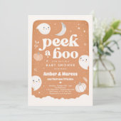 Pek A Boo Gender Neutral Ghost Baby shower Invita Kaart (Staand voorkant)