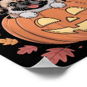 Peke-kostuum op pompoen Halloween Pekingees Poster (Hoek)