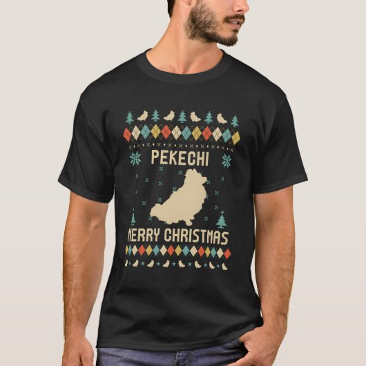 Pekechi Funny Ugly Sweater Retro voor Chris T-shirt (Voorkant)