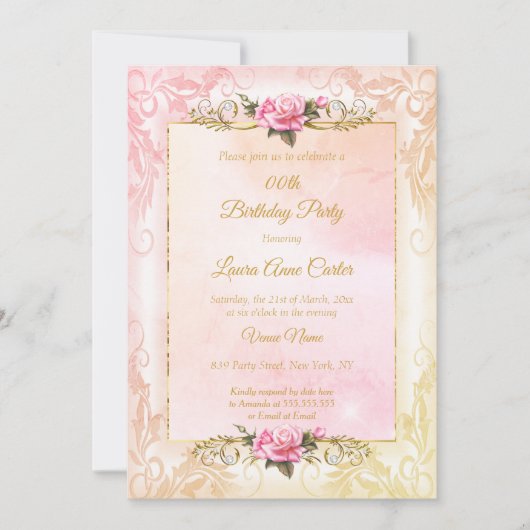  pekelroze roze roze foto van Birthday Party Kaart (Voorkant)