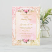 pekelroze roze roze foto van Birthday Party Kaart (Staand voorkant)