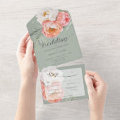 pekelvolken op Sage Green Dinner All In One Uitnodiging (Afscheurbaar)