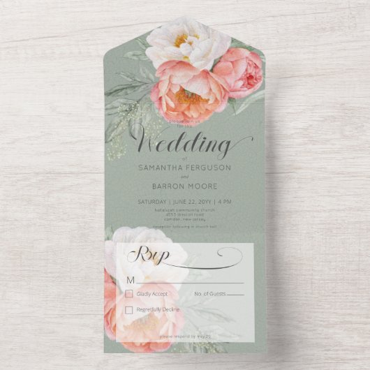 pekelvolken op Sage Green No Dinner All In One Uitnodiging (Binnen)