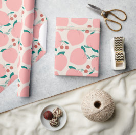 Pekers- en rode kersen fruitpatroon cadeaupapier