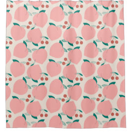 Pekers- en rode kersen fruitpatroon douchegordijn
