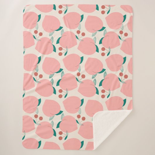 Pekers- en rode kersen fruitpatroon sherpa deken (Voorkant)