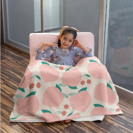 Pekers- en rode kersen fruitpatroon sherpa deken