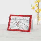 Pekeszijde Winter Kerstmis Vogel Kaart (Gele Bloem)